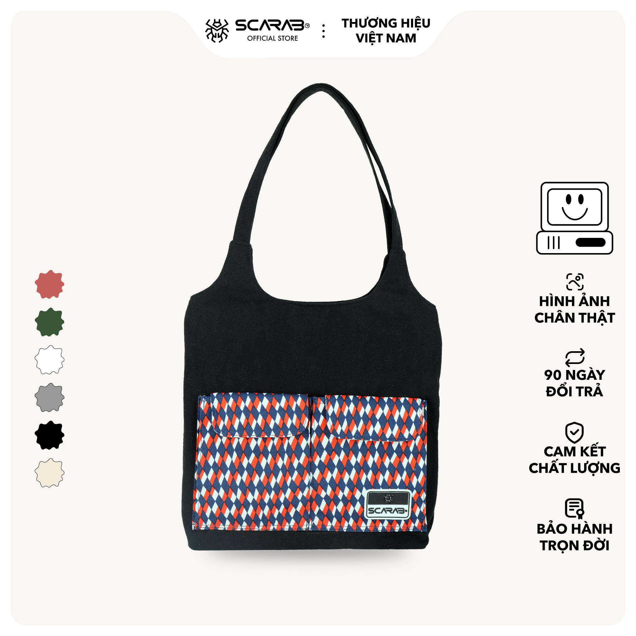 Túi tote vải scarab - carry™ tote bag beige unisex