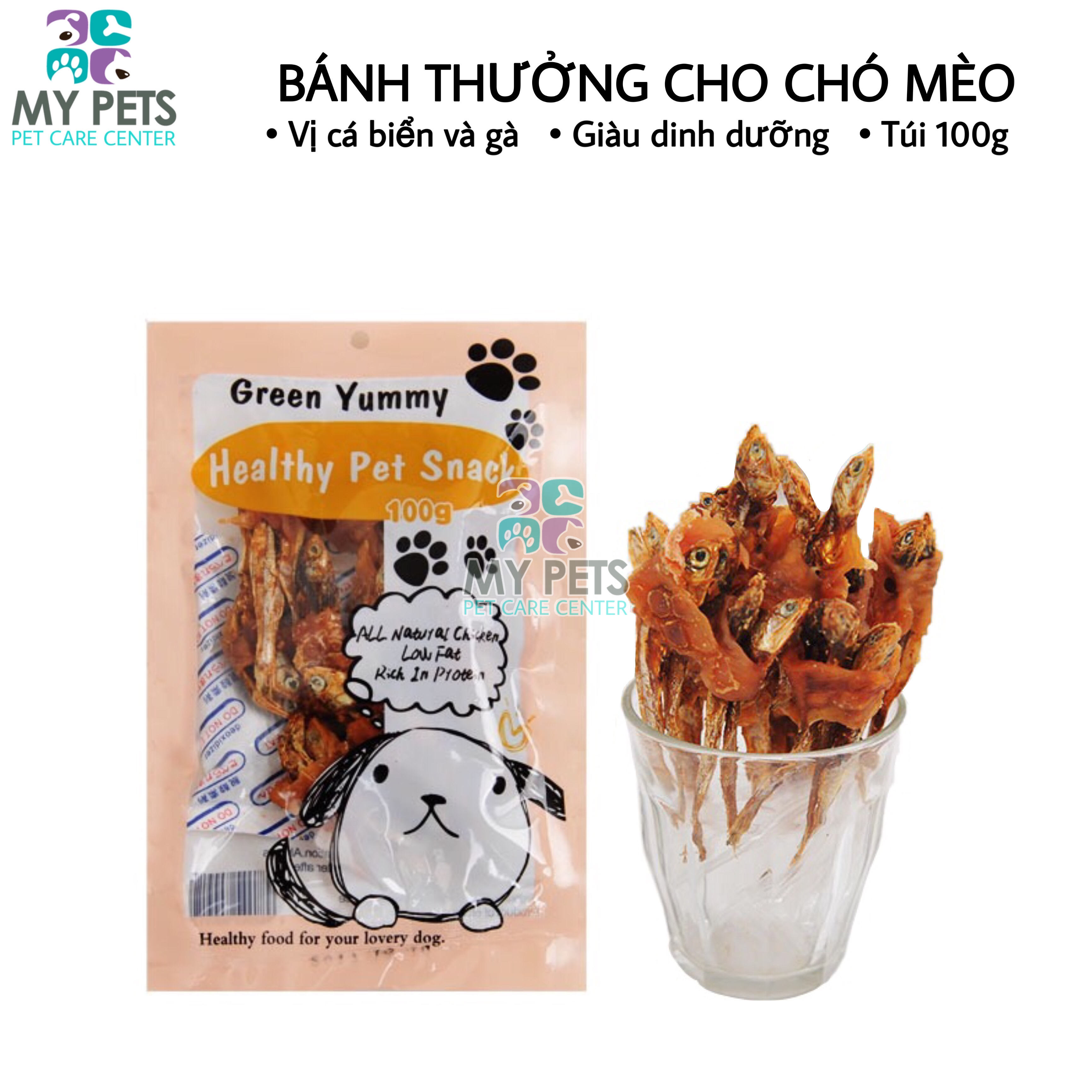 Bánh thưởng dành cho chó mèo vị cá biển tự nhiên cuộn thịt gà - Snack dành cho chó mèo