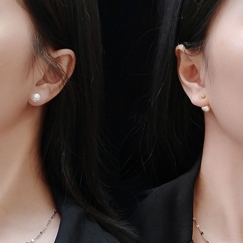 Bông Tai Nữ Ngọc Trai Đeo 2 Kiểu Titan Ko Đen TT 2892