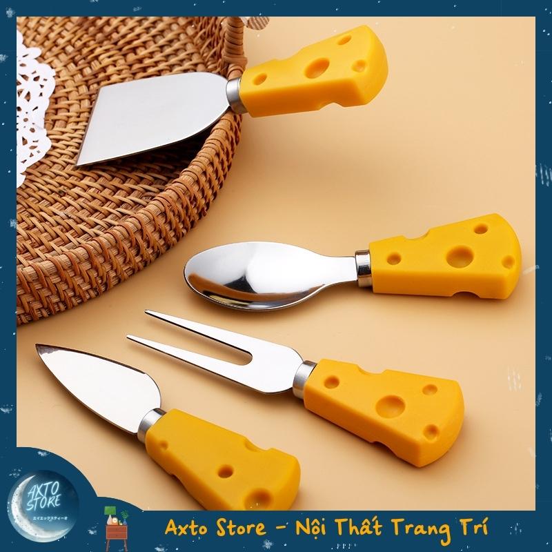 Bộ dao, nĩa, muỗng cute hình phô mai kích thước 12x3,5cm