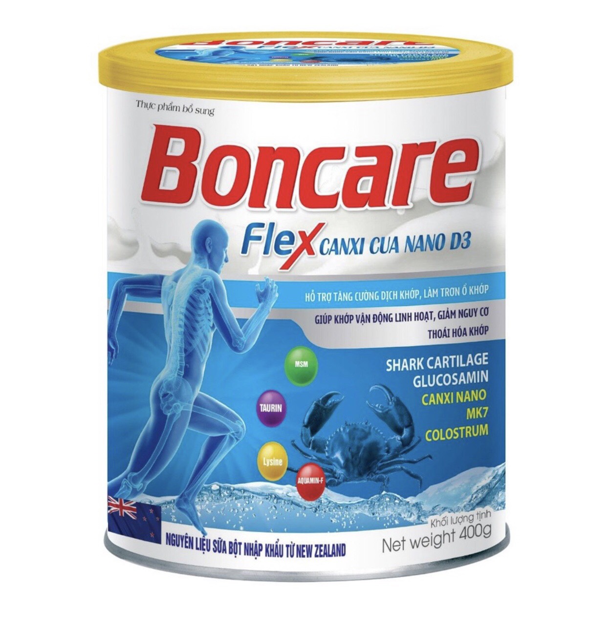 [Hộp 400g] Sữa bột chống loãng xương Bonecare Flex- Bổ sung Gulucosamin, Sụn Cá Mập,Canxi Nano, Nano Collagen Giúp Khớp Dẻo Dai, Linh Hoạt,Xương Răng Chắc Khỏe, Giảm Thoái Hóa Khớp, Phòng Ngừa Loãng Xương