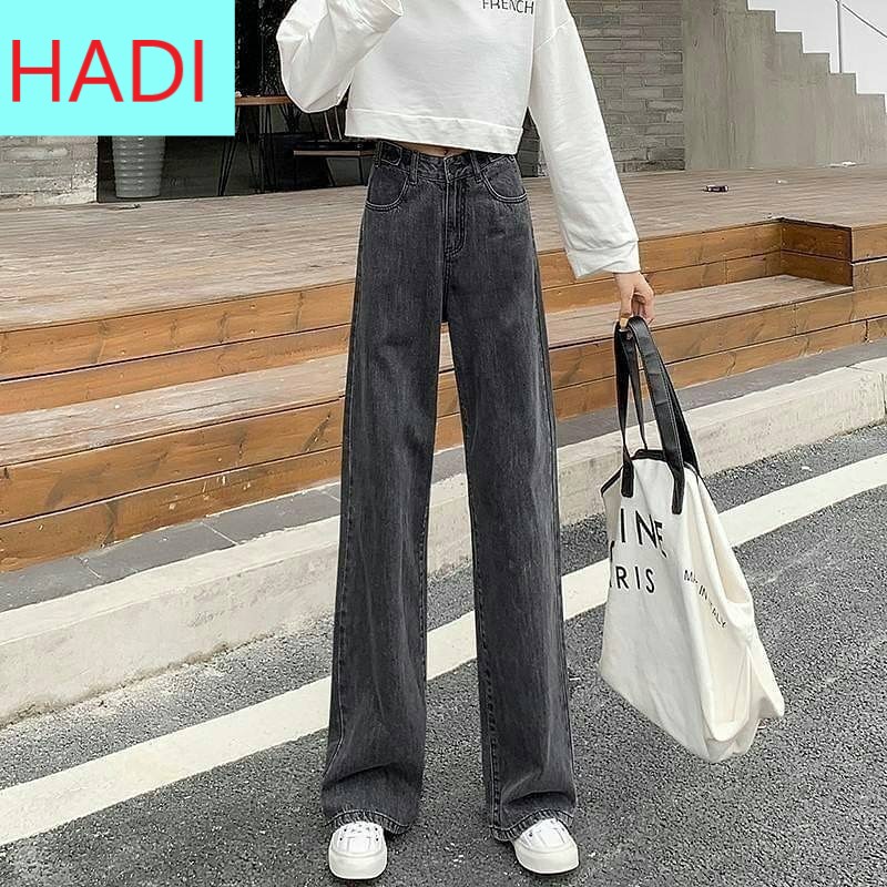 [ TẾT TẾT ĐẾN ] QUẦN JEAN ỐNG RỘNG NỮ LƯNG CAO MÀU XÁM ĐEN LAI CUỐN CAO CẤP HADI CHUẨN FORM DÀI RỘNG ĐỦ SIZE S, M, L THỜI TRANG BẮT KỊP XU HƯỚNG