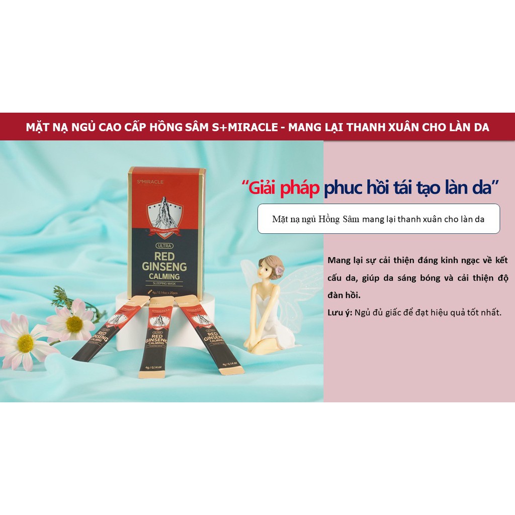 Mặt Nạ Ngủ Cao Cấp Hồng Sâm S+Miracle dung tích 10ml (1 hộp 10 túi)  - Mặt Nạ Ngủ Cao Cấp Hồng Sâm