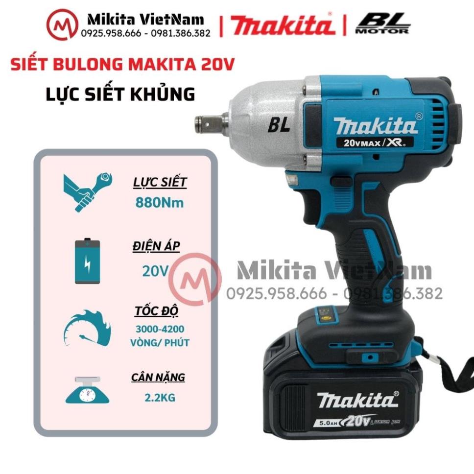 Máy siết bulong makita 20v lực siết 880n.m - mới nhất 2022