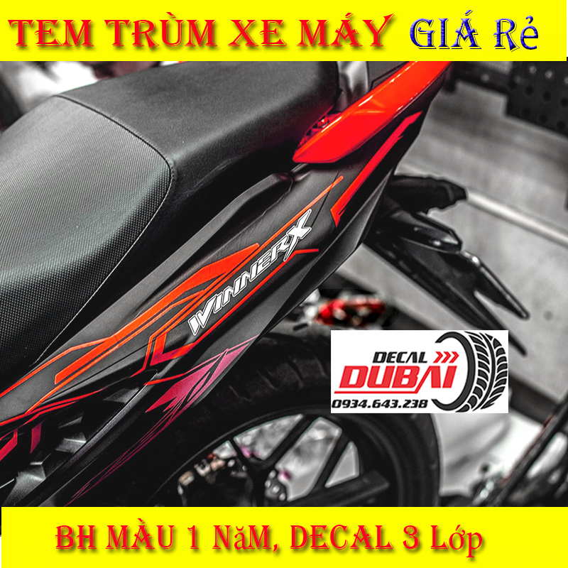 Tem Trùm Winner X 2022 Đen Nhám Viền Đỏ