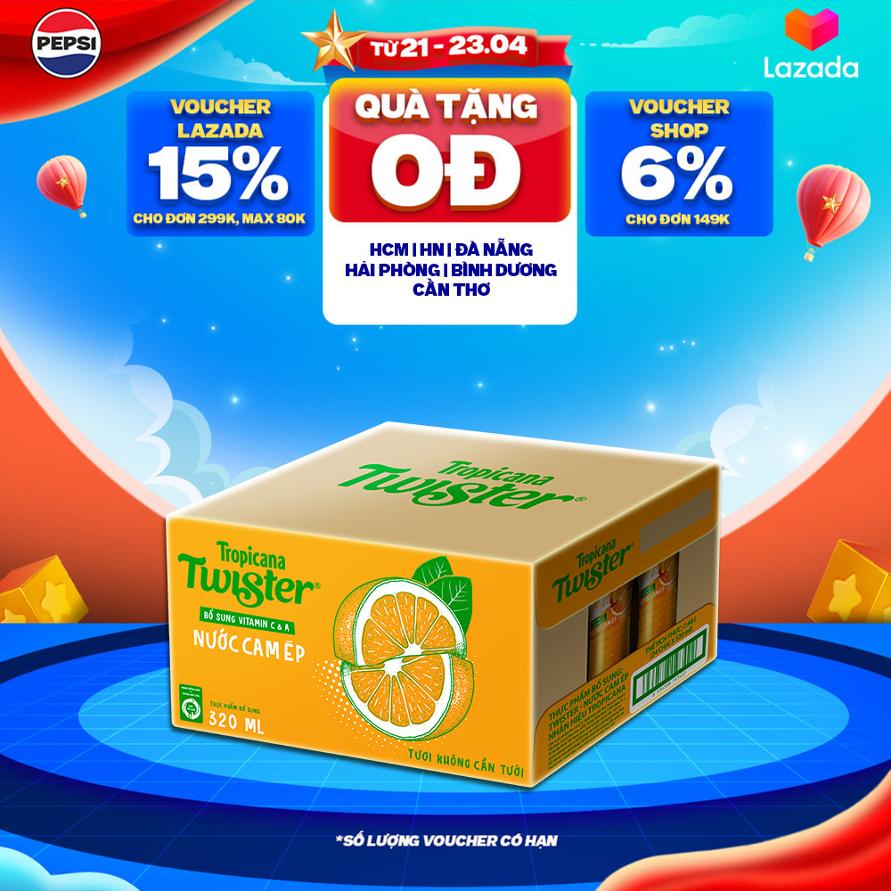 Thùng 24 Chai Nước Trái Cây Twister Cam (320ml /chai)