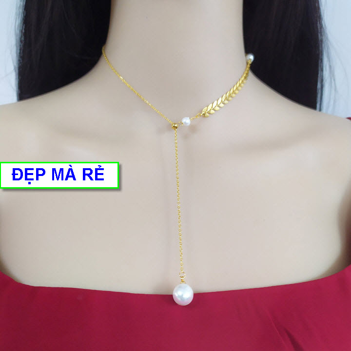 Dây chuyền dài nữ titan kiểu bông lúa sang chảnh - Hàng chuẩn titan màu sắc bóng đẹp - Cam kết 1 đổi 1 nếu đen và gỉ sét