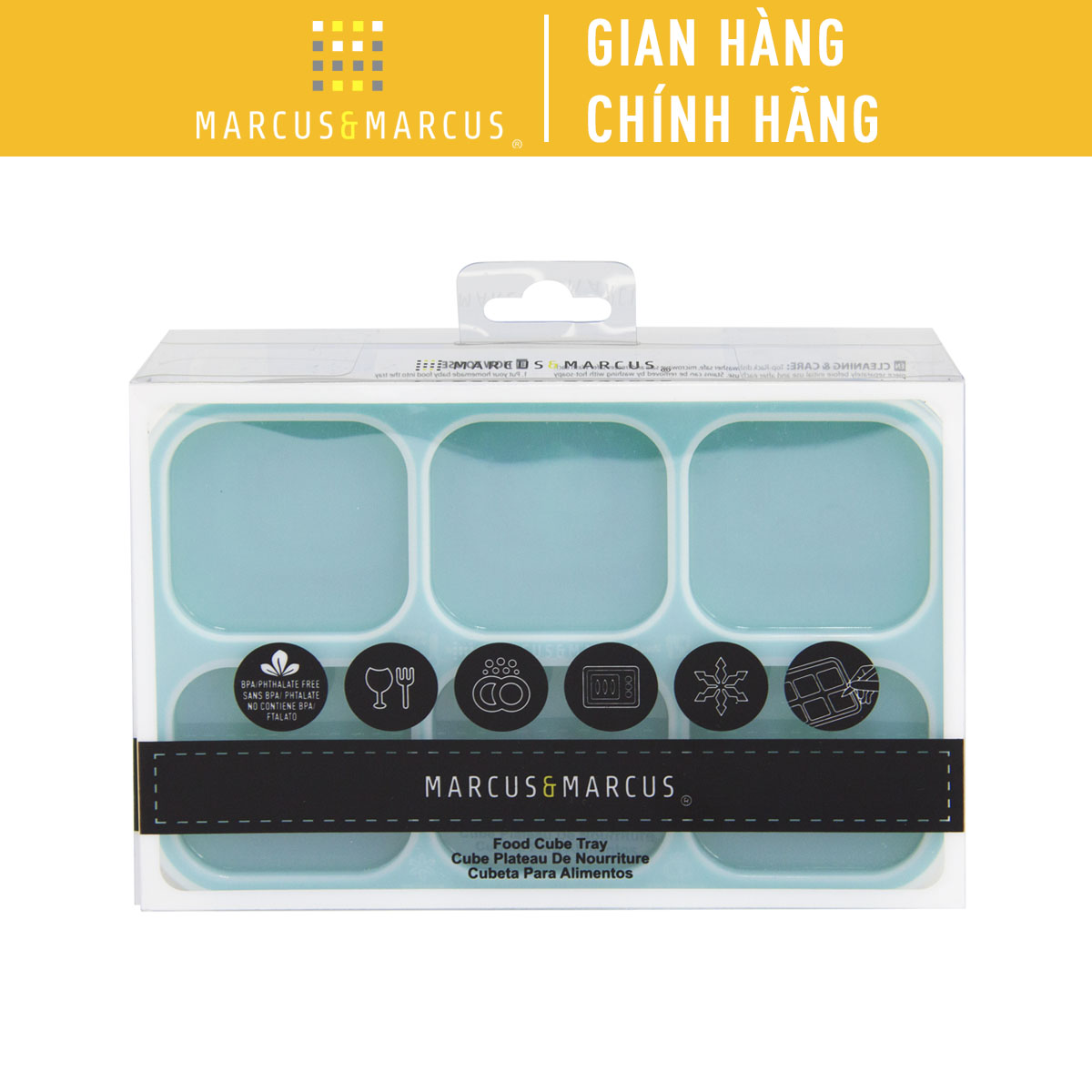 Khay Silicon Trữ Đông Đồ Ăn Dặm Cho Bé Marcus & Marcus - Ollie (60ml x 6 Ngăn)