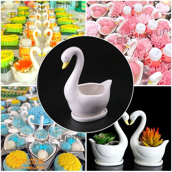 Thiên nga sứ cắm hoa bày mâm thôi nôi chậu thiên nga sứ decor