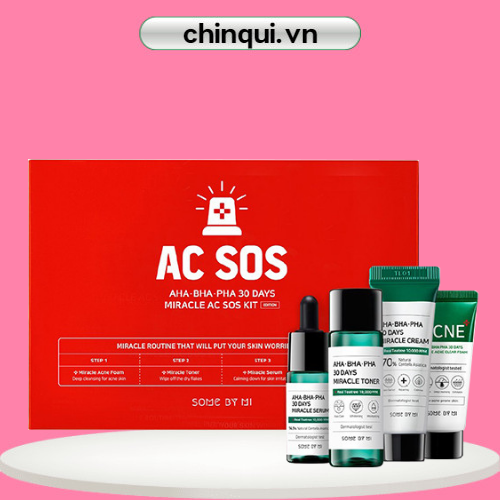 Bộ Kit 4 Sản Phẩm Dưỡng Da Làm Giảm Mụn Some By Mi AHA-BHA-PHA 30 Days Miracle AC SOS Kit