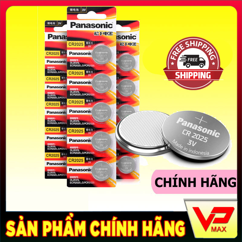 Vỉ 5 viên pin nút áo Panasonic Camelion CR 2025 Lithium 3V - dùng cho điều khiển từ xa, chìa khóa điện tử xe ô tô, máy tính cầm tay... - vpmax