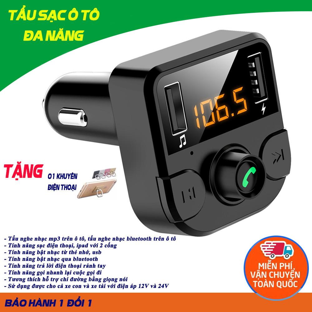 Củ Sạc Điện Thoại Trên Ô Tô, Bộ Sạc Điện Thoại Trên Ô Tô, Tẩu Sạc Ô Tô Thông Minh Đa Năng Kết Nối Bluetooth, Định Vị Gps, Nghe Nhạc, Fm, Sạc Pin, Nghe Điện Thoại - Nhỏ Gọn, Tiện Lợi, Bảo Hành 1 Đổi 1 - Mua Ngay Kẻo Lỡ!!!