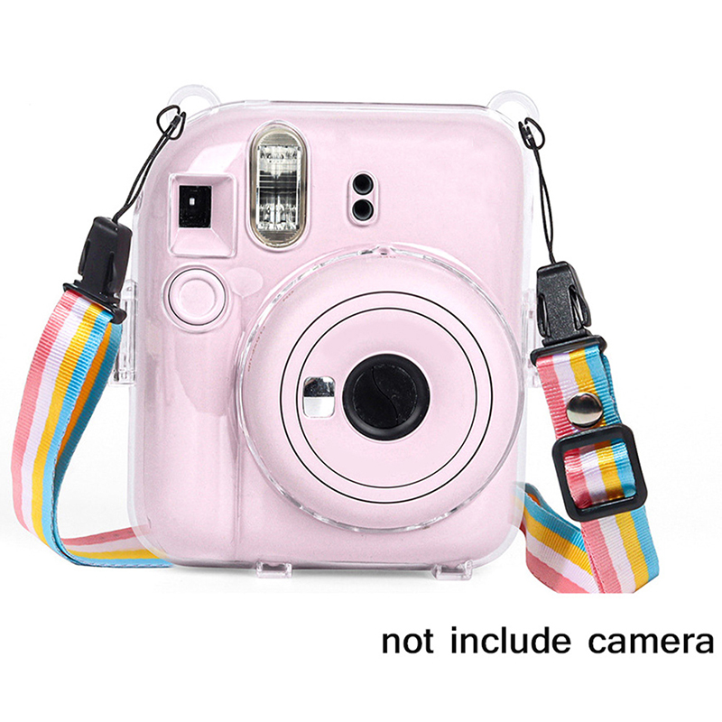 chaju1797160 Shiny pha lê máy ảnh trường hợp đối với Fujifilm Instax Mini 12 rõ ràng Bìa Bag với dây đeo