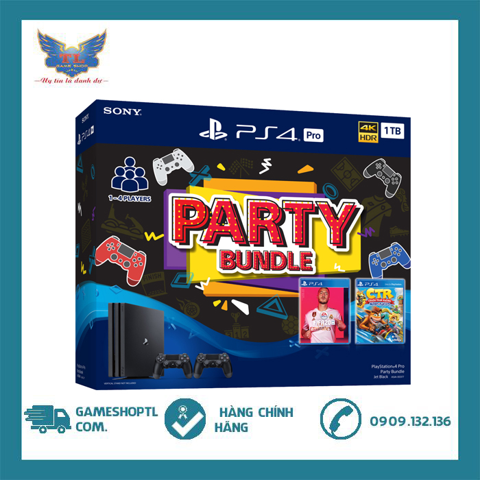 [TRẢ GÓP 0%] Bộ Ps4 Pro 1Tb Party Bundle - 2 Tay Cầm - 2 Game Fifa 20 & Crash Team Racing - Chính Hãng