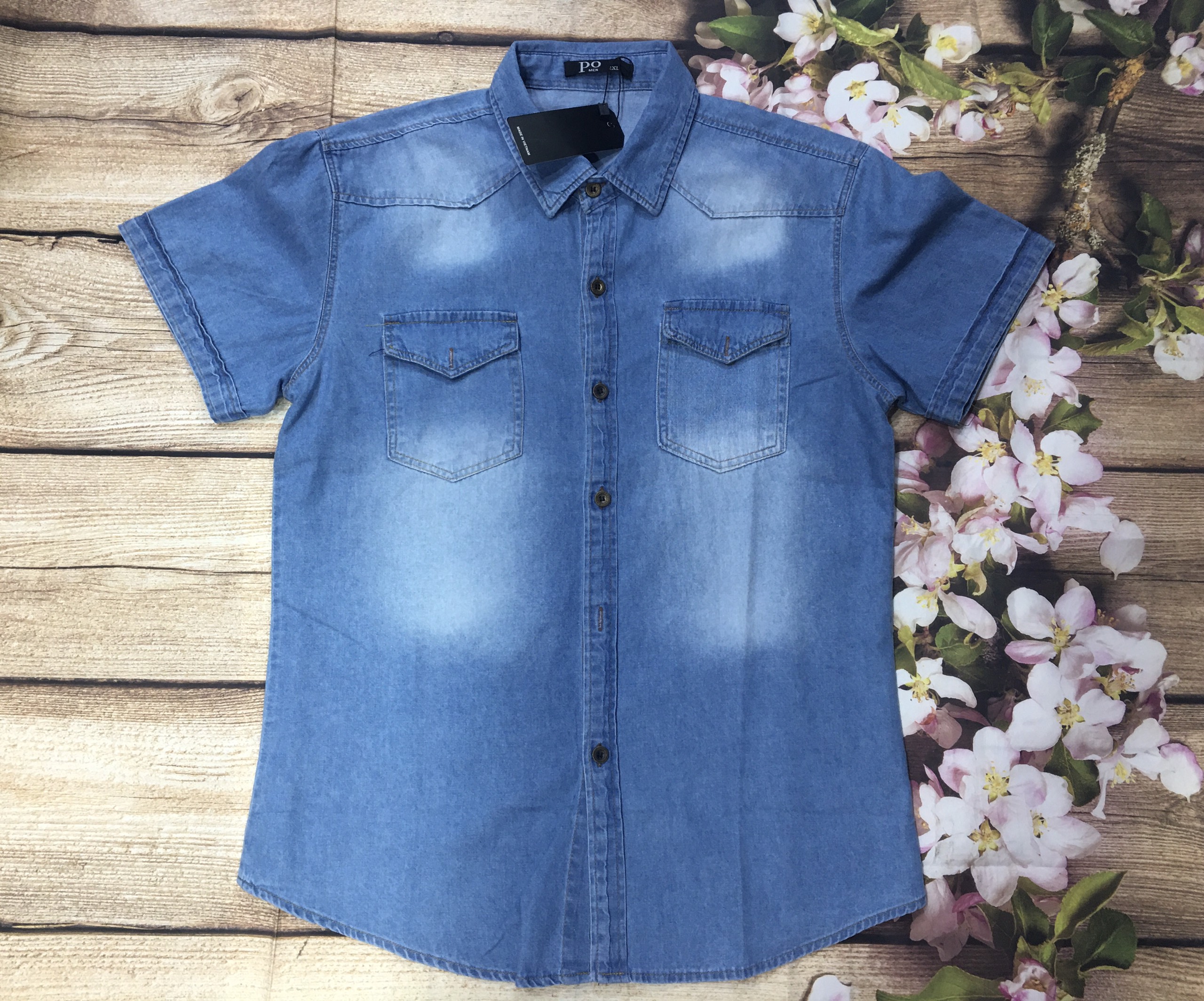 [HCM]áo sơ mi jean ngắn tay hàng cotton 100% mền mịn (2734hkgc)