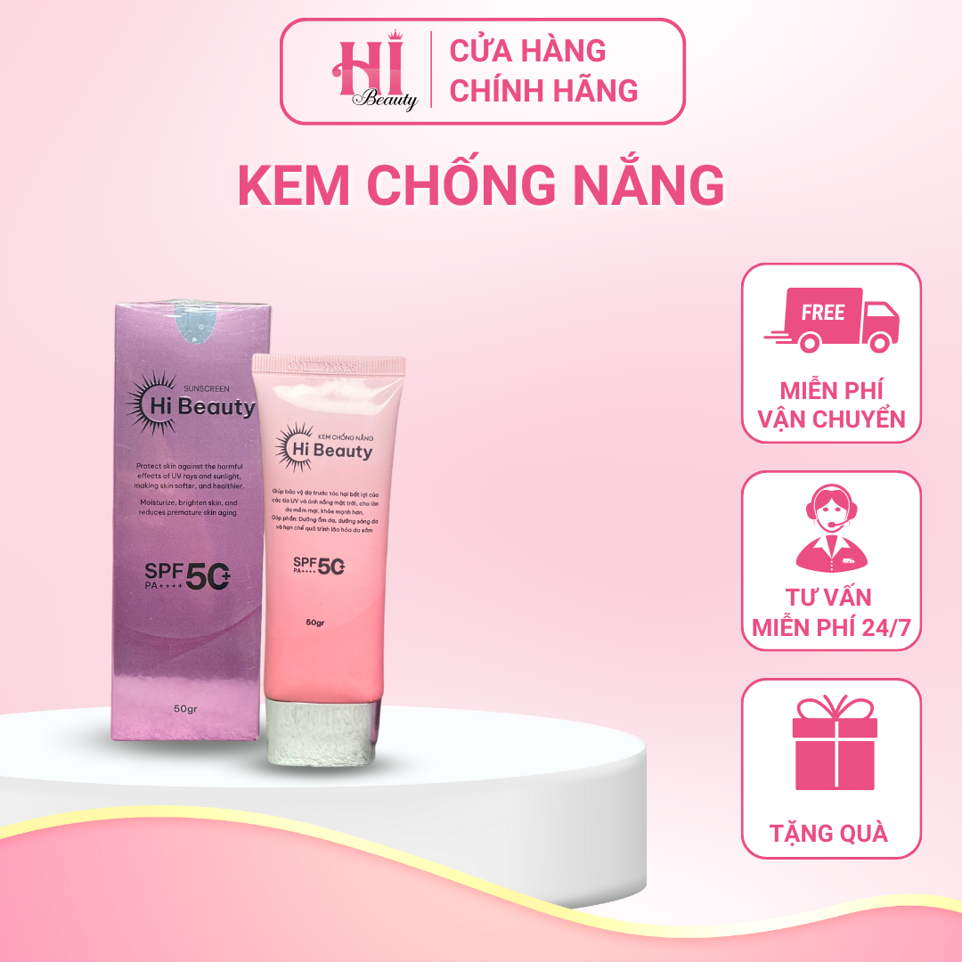 Kem chống nắng nâng tone Hi Beauty SPF50+ PA++++ phù hợp cho mọi loại da (50g)