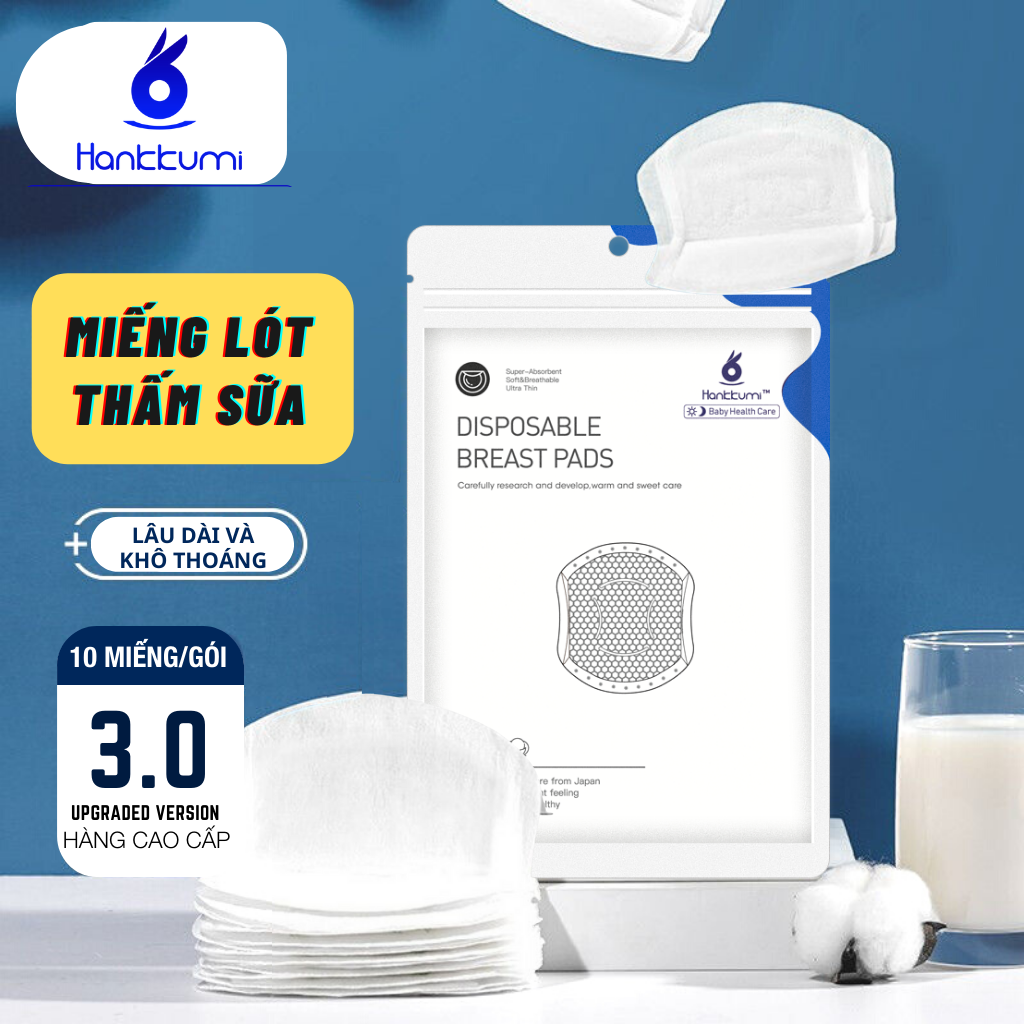 [Voucher 50%+Xu giảm 11%]]MIếng Lót Thấm Sữa Cao Cấp Hankkumi Dùng Một Lần Cho Mẹ Siêu Mỏng Siêu Mềm Siêu Thoáng Siêu Thấm Hút Gói 10 Miếng