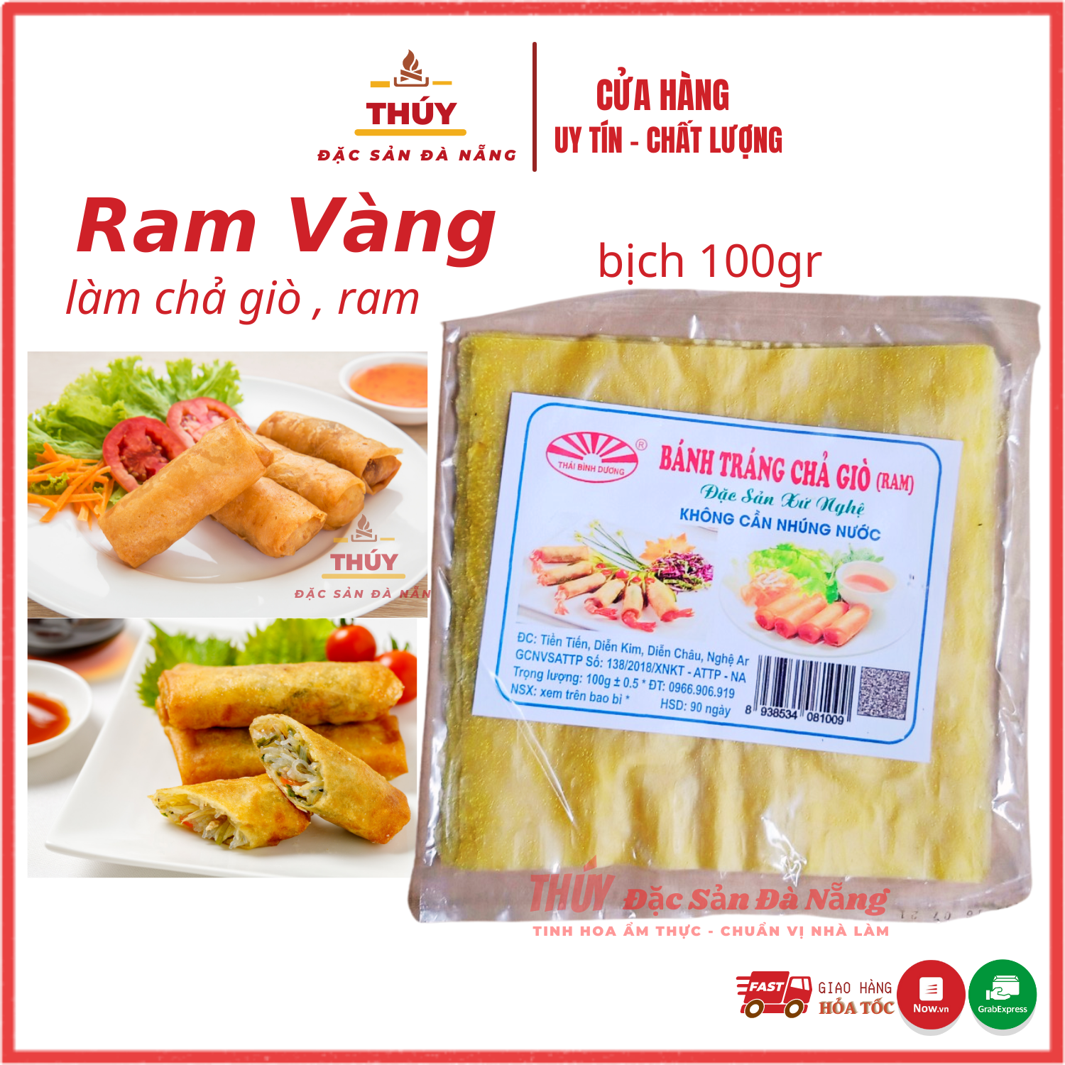 Lá ram vàng cuốn bánh đa nem làm bánh tráng chả giò thái bình dương túi100gr