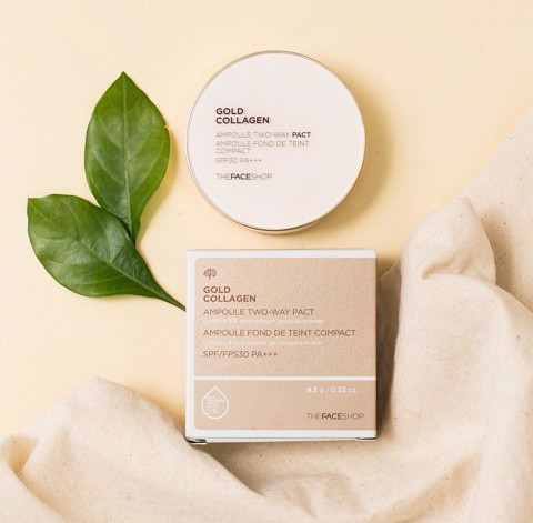 Phấn phủ căng mịn fmgt gold collagen spf30pa+++ the face shop n203