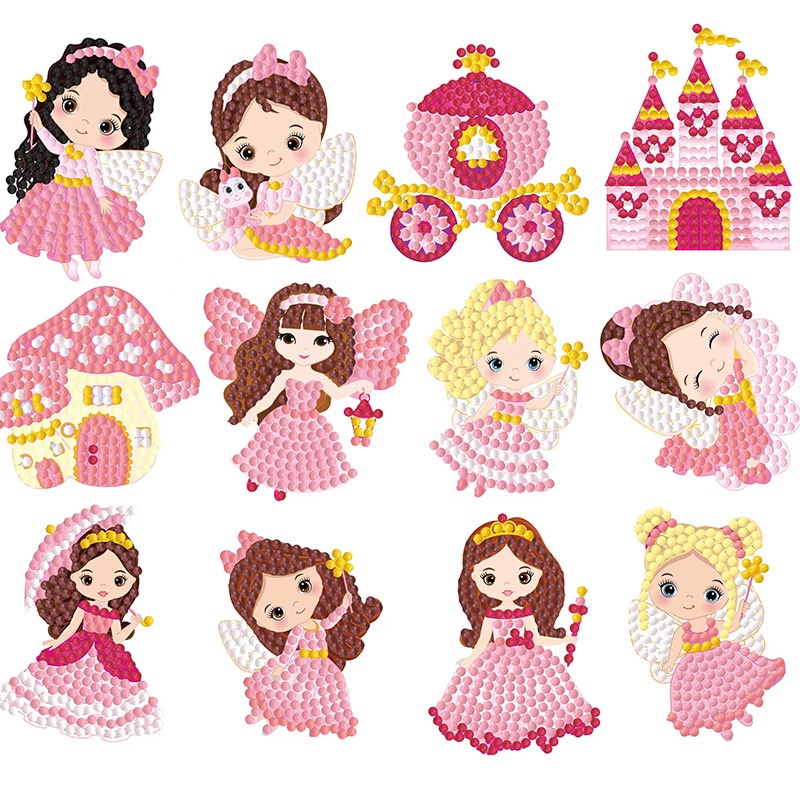 [HCM] Tranh đính đá mini nhỏ cho bé sticker tự làm tự dính trang trí cốc, balo, cặp CÓ KÈM ĐỦ PHỤ KIỆN ĐÁ