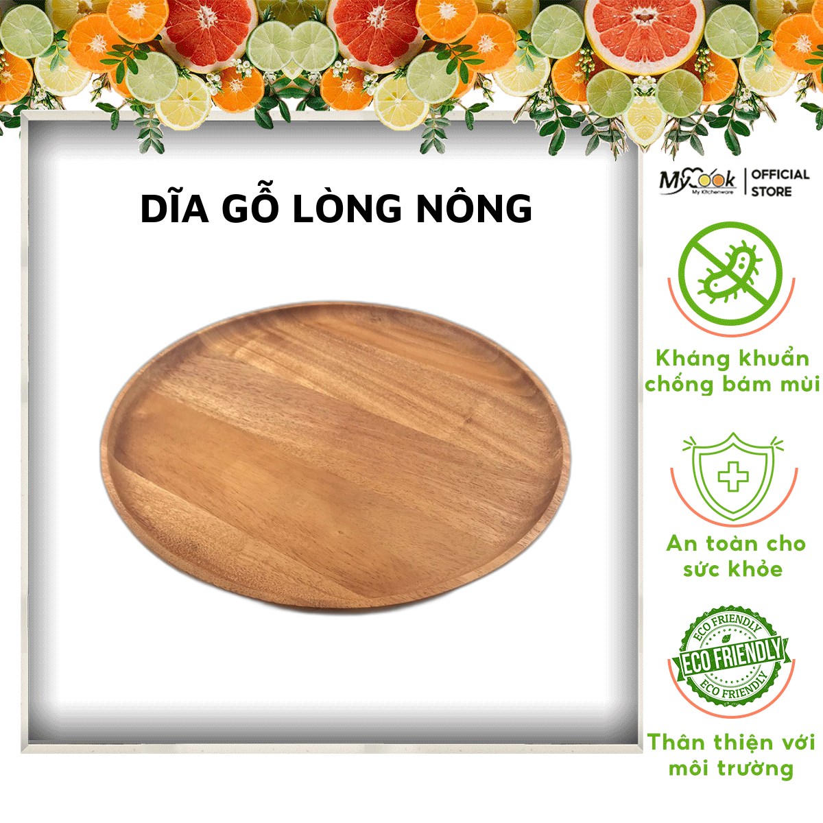 Dĩa gỗ khay gỗ tròn decor chụp ảnh, đựng đồ ăn MYCOOK