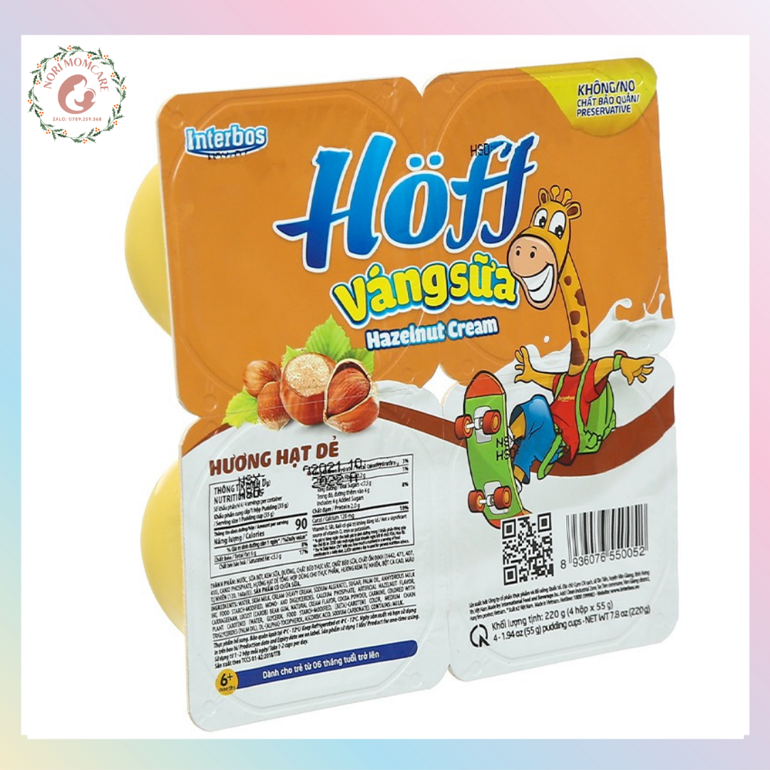 Váng sữa hoff vị vani - hạt dẻ 55g x 4 hộp date mới