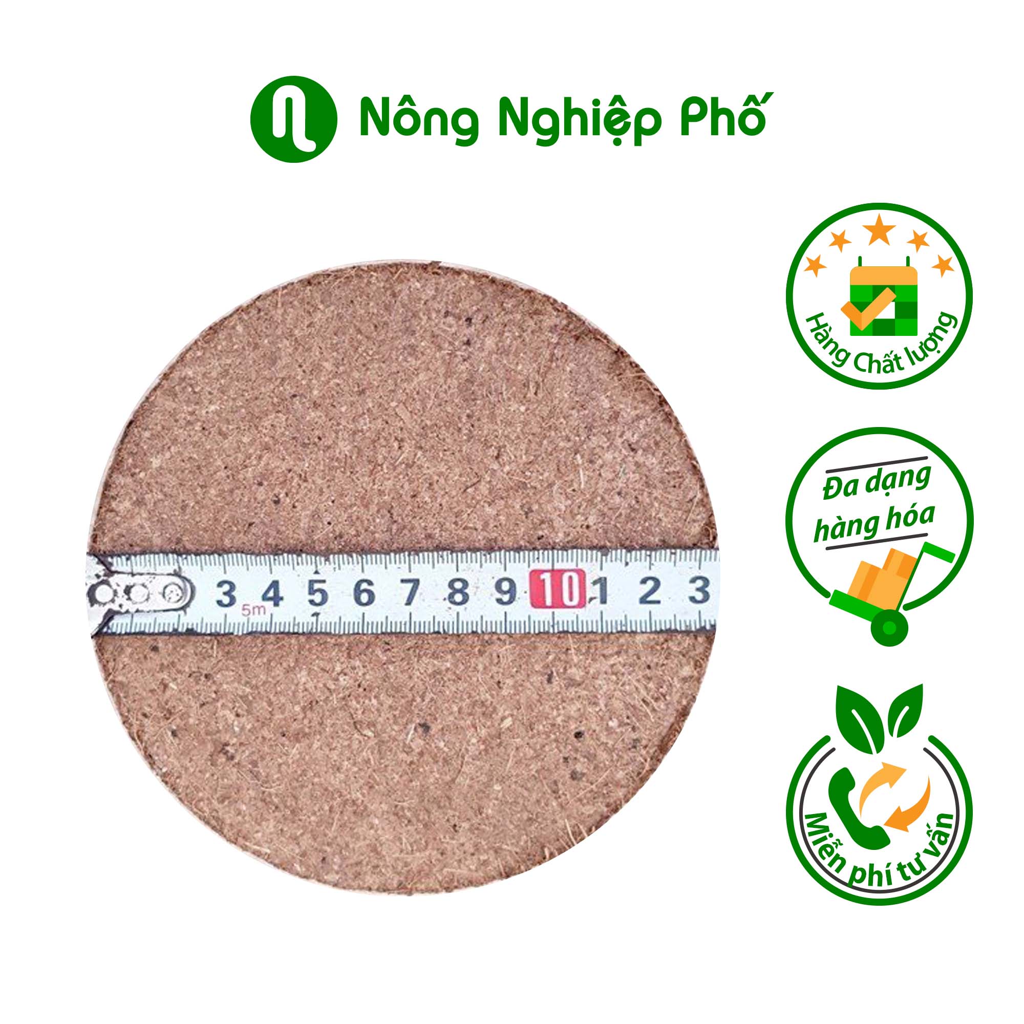 Mùn dừa ép bánh đã qua xử lý dùng trồng rau, trộn đất cây trồng - Bánh  450 gram - Nông Nghiệp Phố