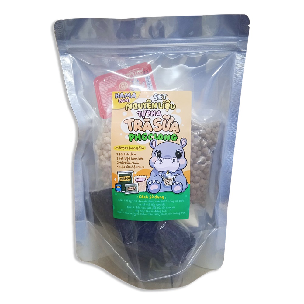 Set nguyên liệu pha chế trà sữa trân châu đủ vị túi 500gr.