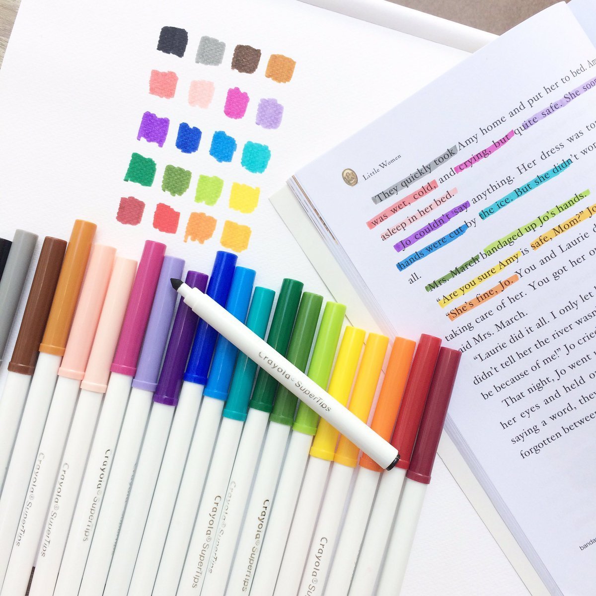 Combo 5 cây Bút lông nét thanh nét đậm của Mỹ - Crayola Super tips (màu ngẫu nhiên)