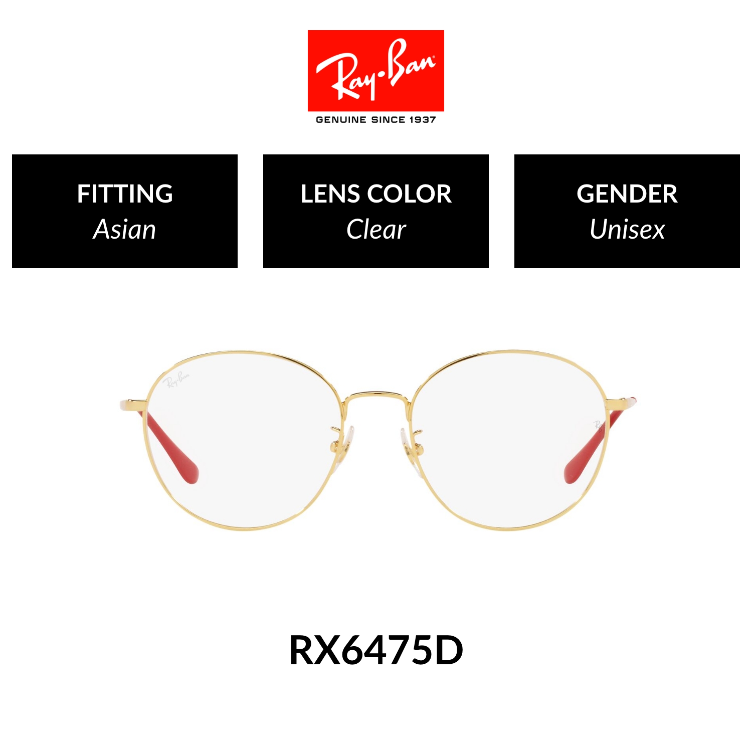 Mắt kính ray-ban vista metal unisex optical frame-rx6475d 3121 - kính thường size 55