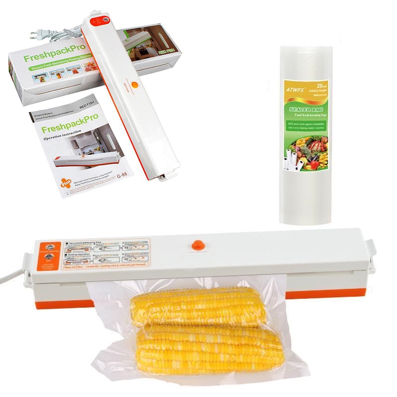 Máy Hút Chân Không Không Kén Bao Và Hàn Miệng Túi 2In 1 Fresh Pack Pro, Tặng Kèm Túi Hút Chân Không, Giúp Bảo Quản Thực Phẩm Đảm Bảo An Toàn