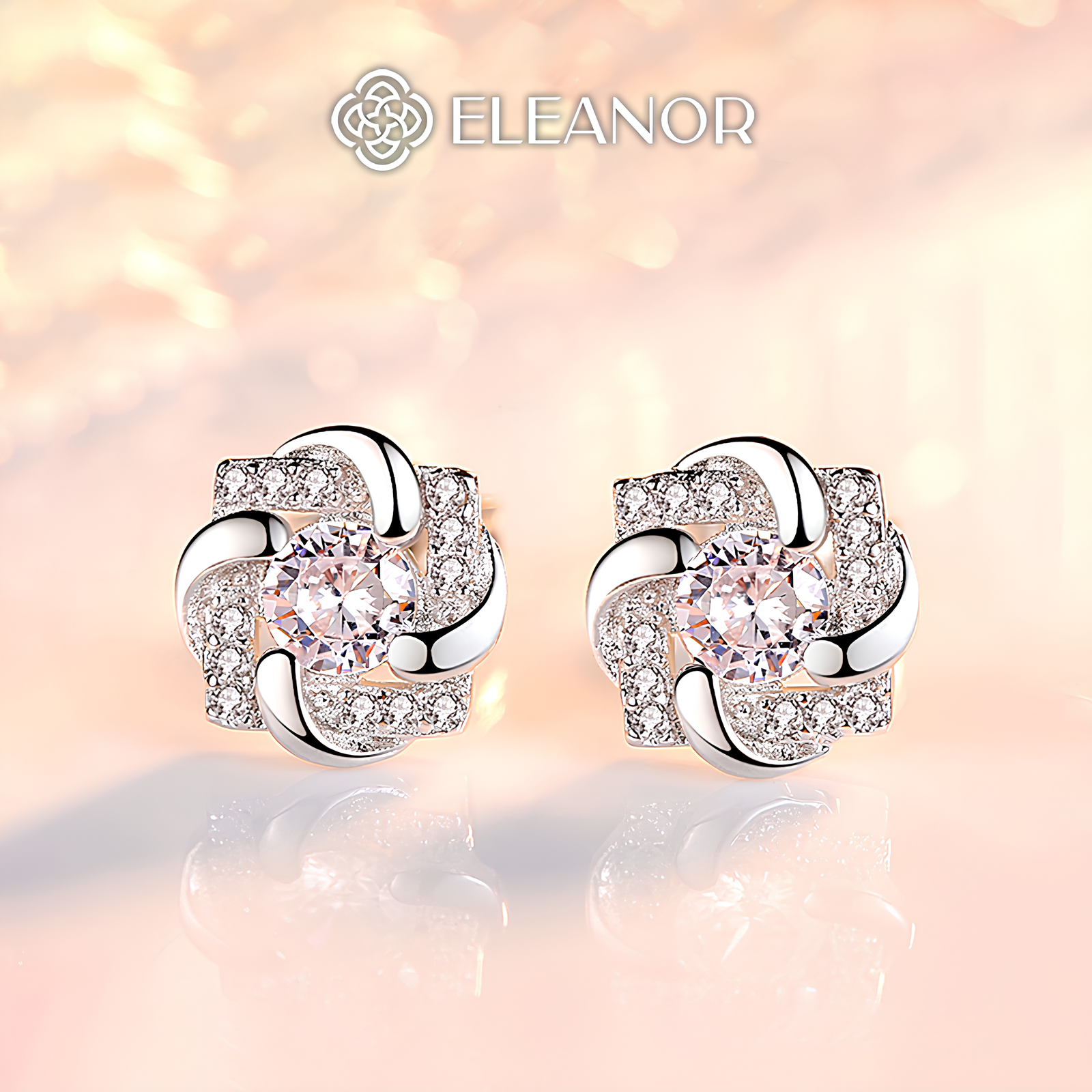  Bông tai nữ chuôi bạc 925 Eleanor Accessories khuyên tai hình hoa đính đá phụ kiện trang sức 5807 