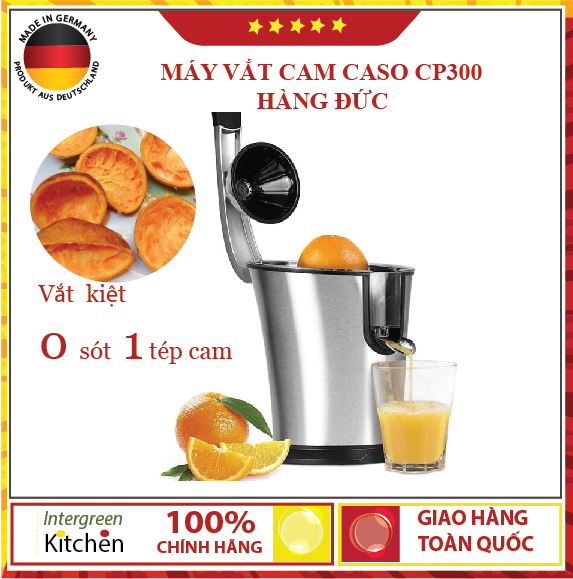 Máy Vắt Cam Caso  CP330  Design- hàng Đức, máy ép cam siêu kiệt, siêu đậm đà, ko bỏ sót một tép cam 160W, Màu bạc, Thép không rỉ  [Nhập Đức]