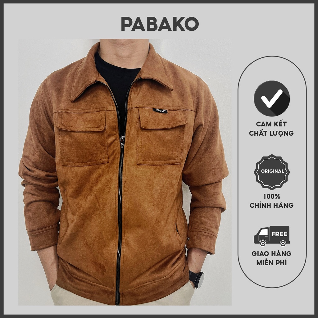 Áo khoác da lộn pabako với 5 màu 4 size