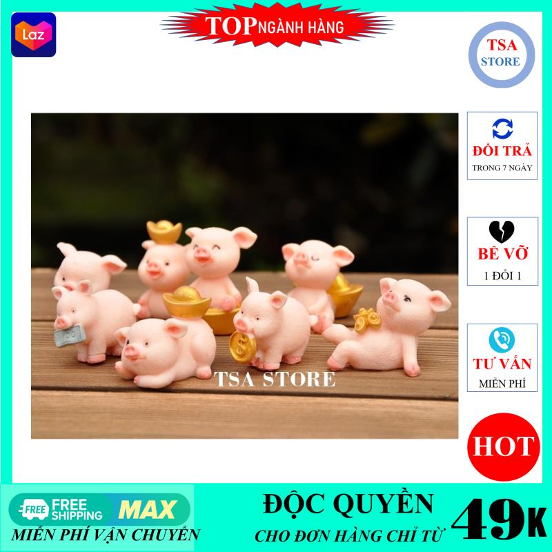 Tiểu cảnh mini Heo thần tài trang trí tiểu cảnh sen đá/chậu cây mini/terrarium/hồ cá/bonsai/hòn non bộ/sen đá/xương rồng TSA STORE
