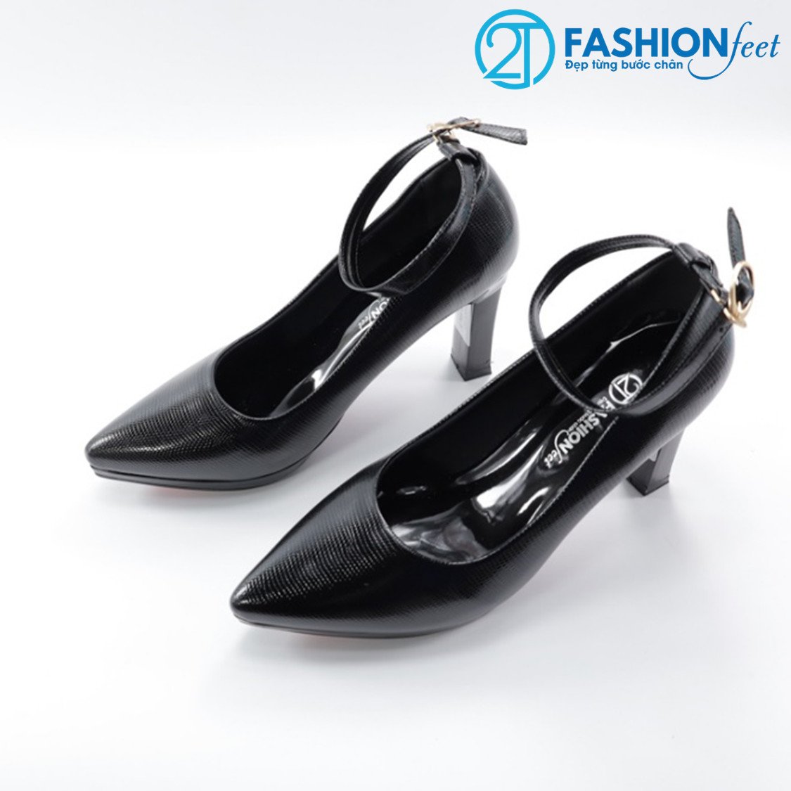 Giày cao gót da sần đế đúp 9 phân chính hãng 2tfashionfeet,nơ đá sang trọng, thanh lịch, gót 9 phân- ha22đsd