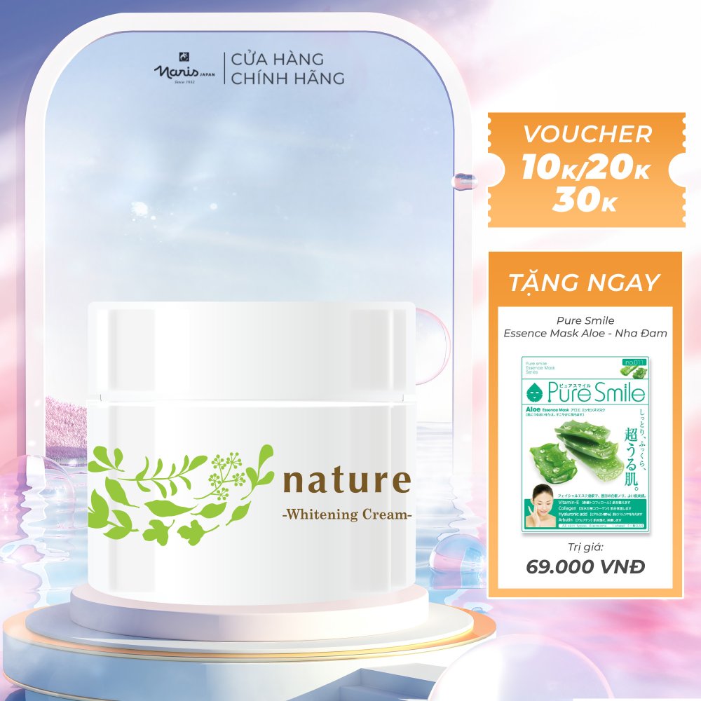 Kem dưỡng và làm trắng da ban đêm Nhật Bản Naris Nature Whitening Cream (50g) lành tính phù hợp mọi loại da