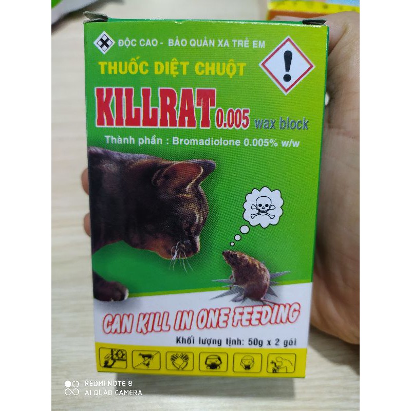 Thuốc diệt chuột mẫu hộp xanh -hộp 02 gói