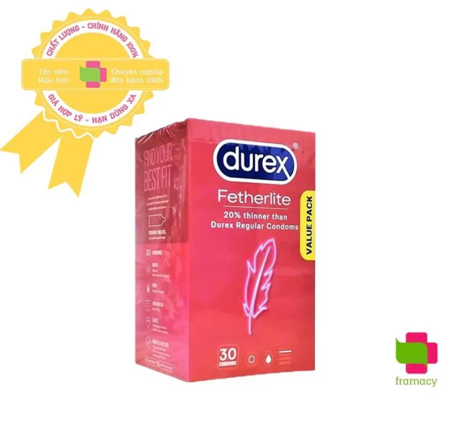Bao Cao Su Durex Fetherlite, Úc (30c) giúp quan hệ an toàn, tăng khoái cảm cho nam giới