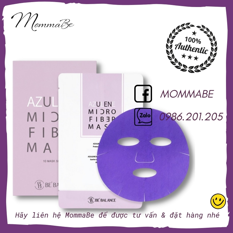 Mặt Nạ Dưỡng Da Giúp Thải Độc Da Dành Cho Da Nhạy Cảm, Da Mụn, Da Khô, Da Hỗn Hợp AZULENE MICRO FIBER MASK - BE' BALANCE - Căng & Sáng Da - Chính Hãng