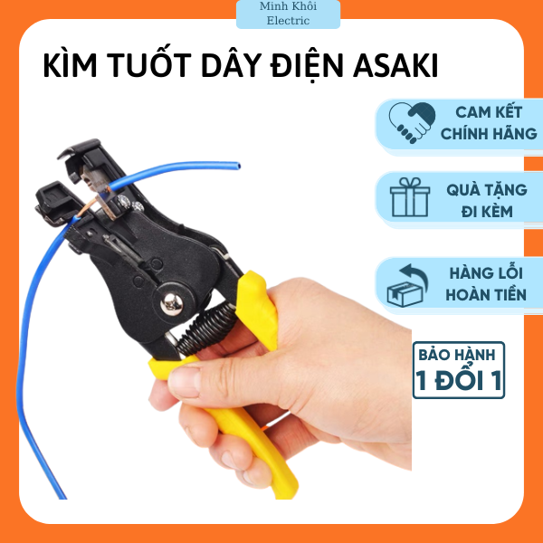 Kìm tuốt dây điện, dây cáp tự động đa năng cao cấp asaki, kìm cắt dây