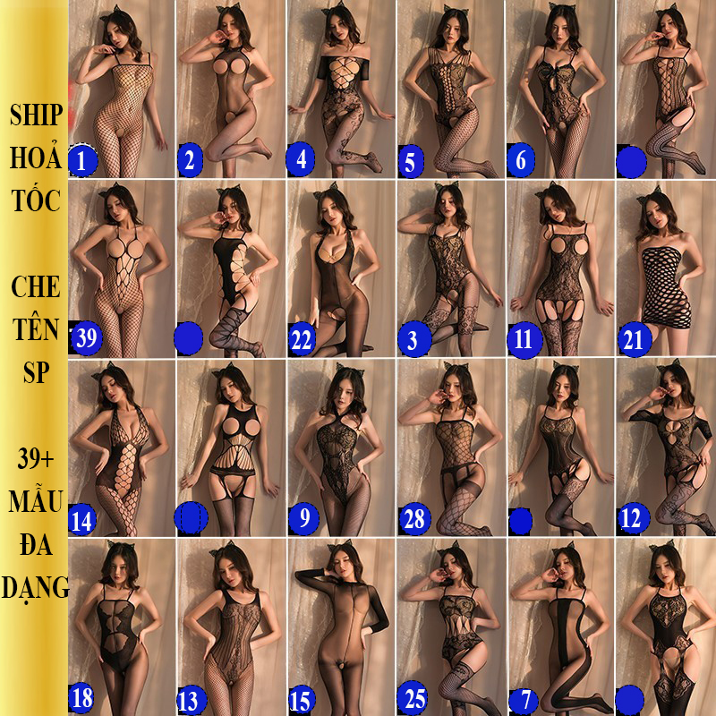 Đồ ngủ bodysuit sexy lưới xuyên thấu - cosplay gợi cảm B87- đồ ngủ lưới bodystockings khoét đáy