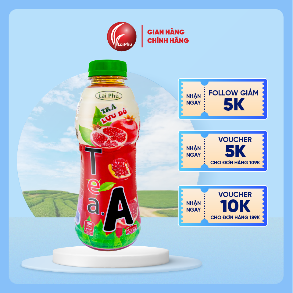 Trà Lựu Đỏ Tea A Chai 450m - Lốc 6 Chai