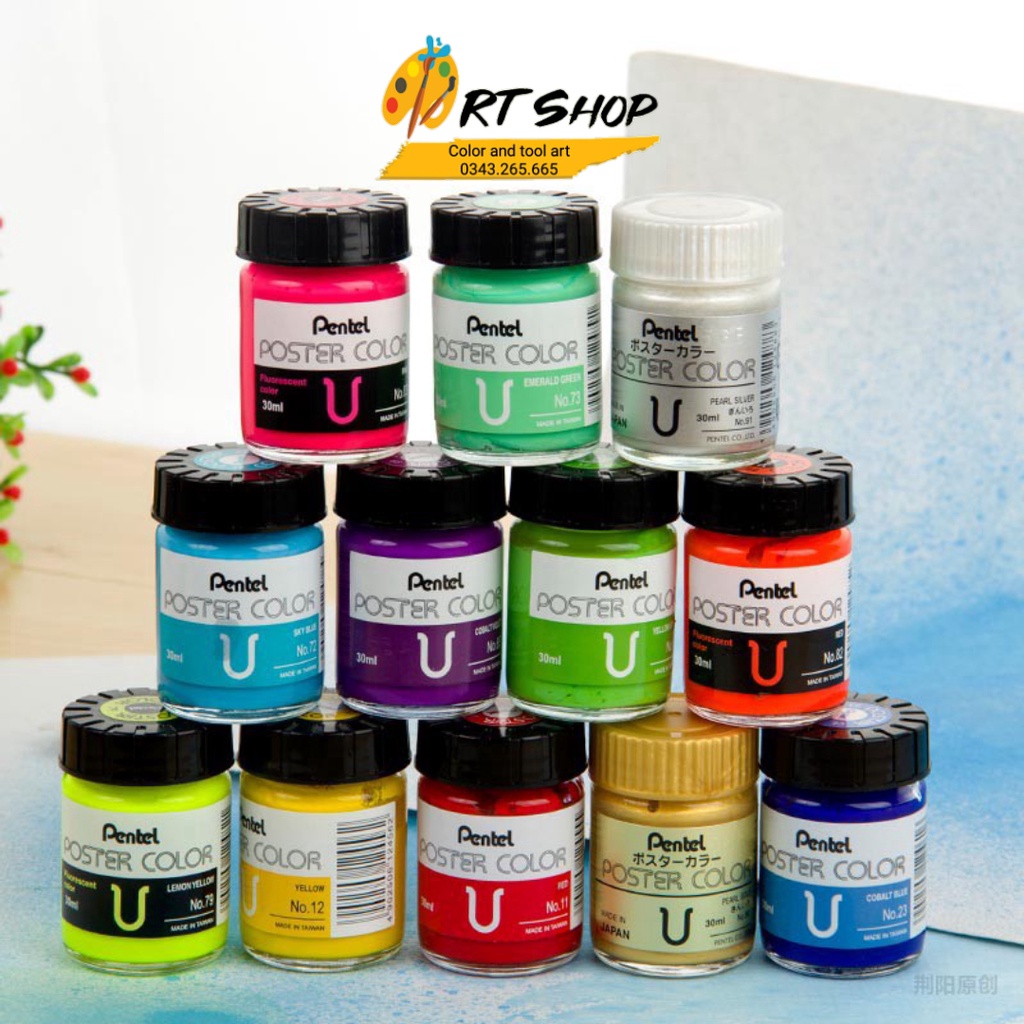 Màu poster color pentel bán lẻ hũ 30ml