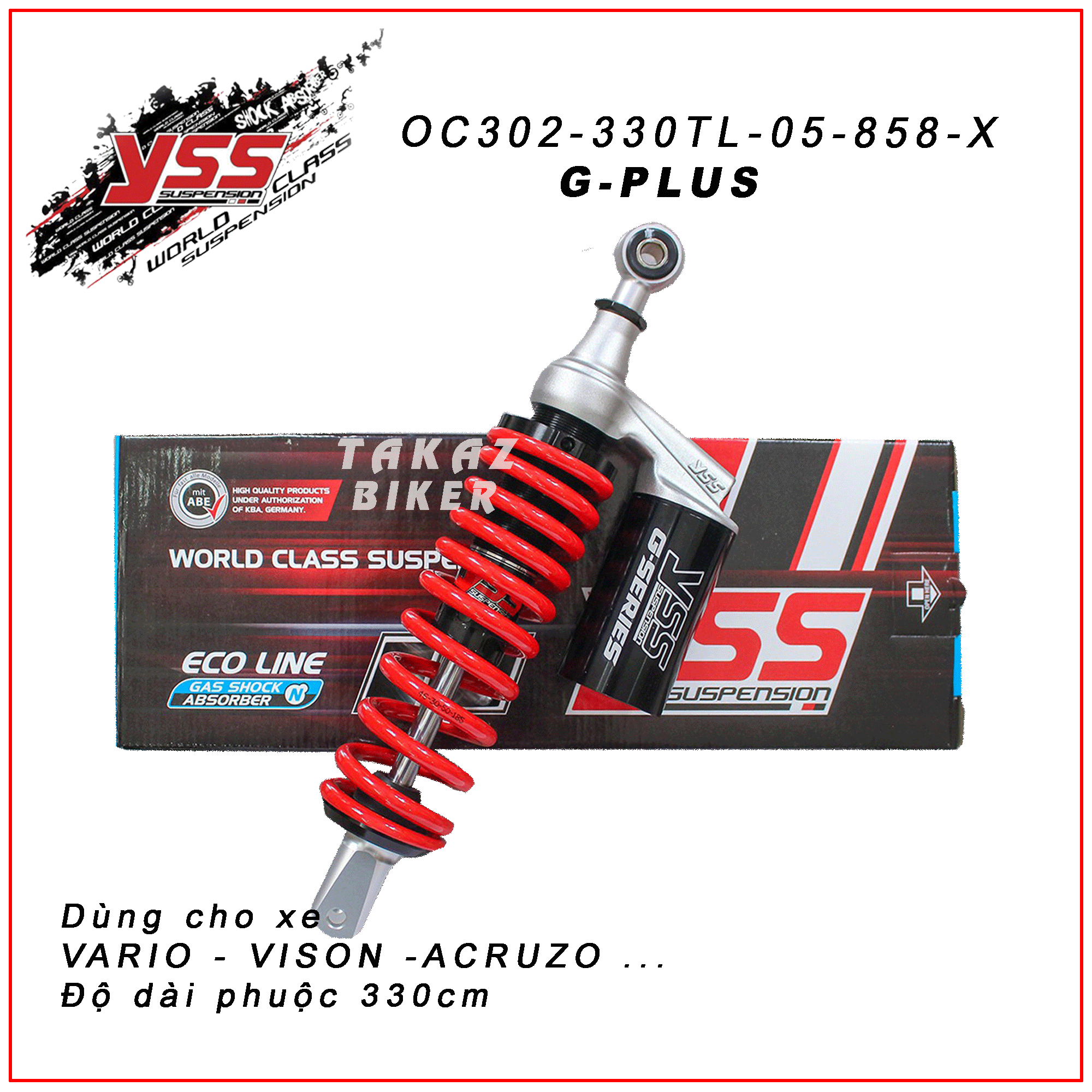 [HCM]Phuộc YSS Thái Lan G-Plus Dành Cho Xe : VARIO - VISON - CLICK - SH MODE Đỏ / Đen OC302-330TL-05-858-X Black/Red/Black