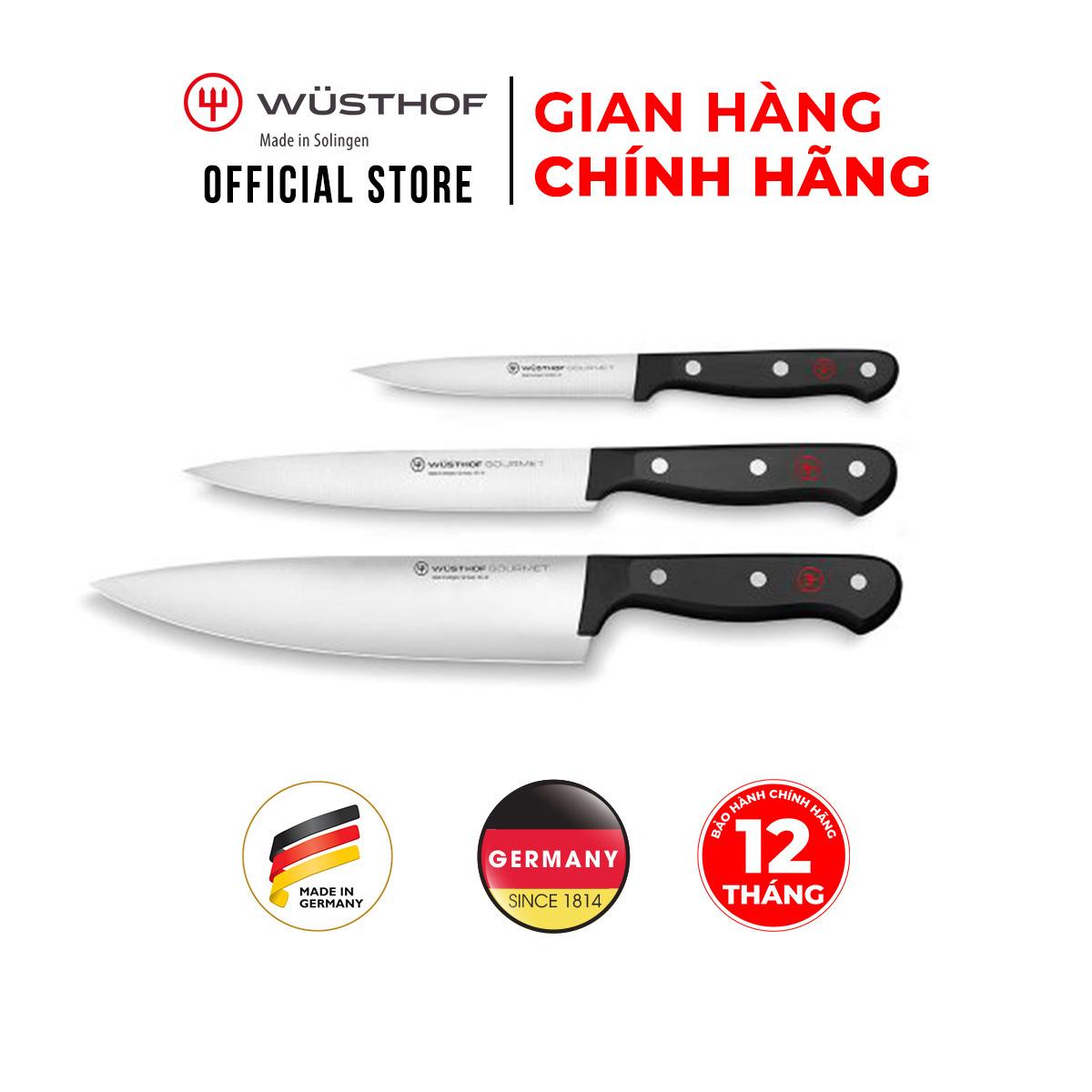Bộ 3 dao Wusthof Gourmet