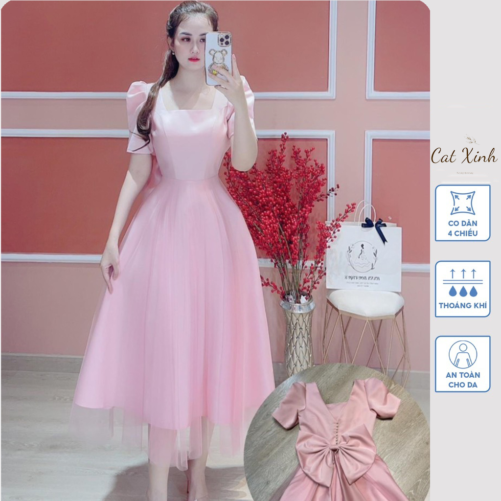 Đầm tapta tt34 phối lưới xinh sắn kiểu dáng công chúa trẻ trung ôm eo tôn dáng các chị em