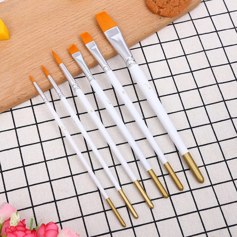 BỘ 6 CỌ CÁN VÀNG TÔ VẼ MÀU ACRYLIC, MÀU NƯỚC VẼ TRANH TƯỜNG