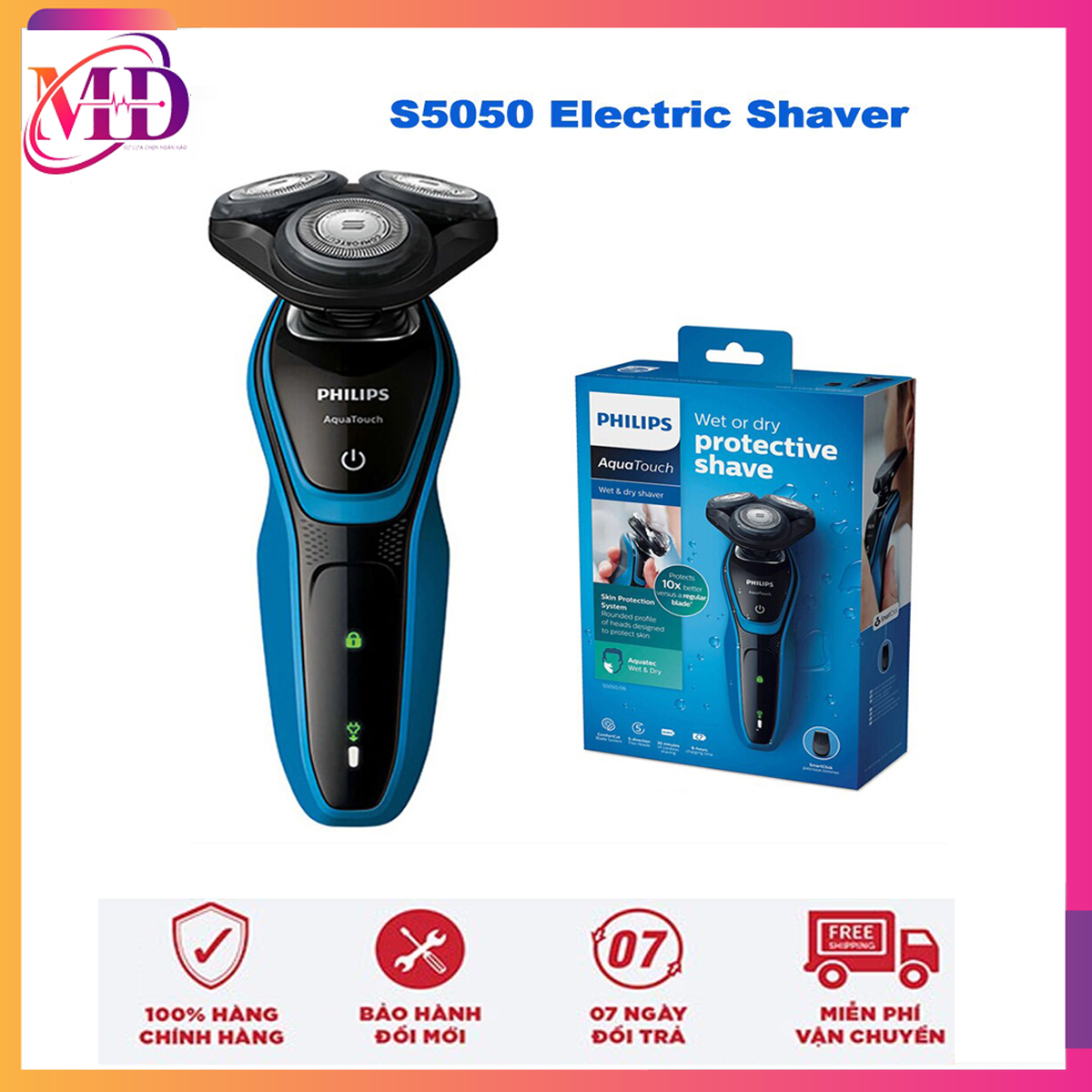 Máy cạo râu khô và ướt Philips AquaTouch S5050/05 hàng xuất Nhật Bản
