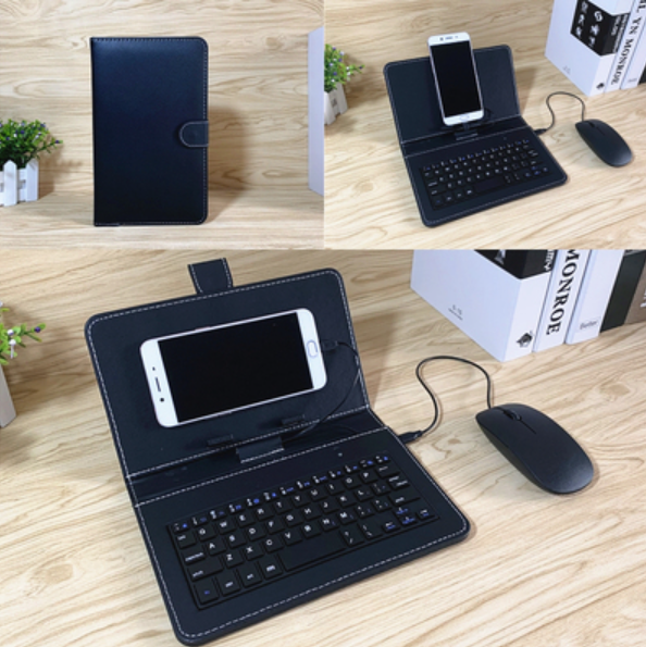 Bàn phím ngoài cho điện thoại - bao da bàn phím + tặng kèm chuột công cụ đắc lực cho smart phone